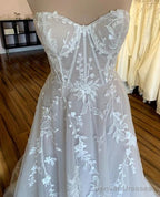 Strapless A Line Wedding Dresses,Custom Made Bridal Dress