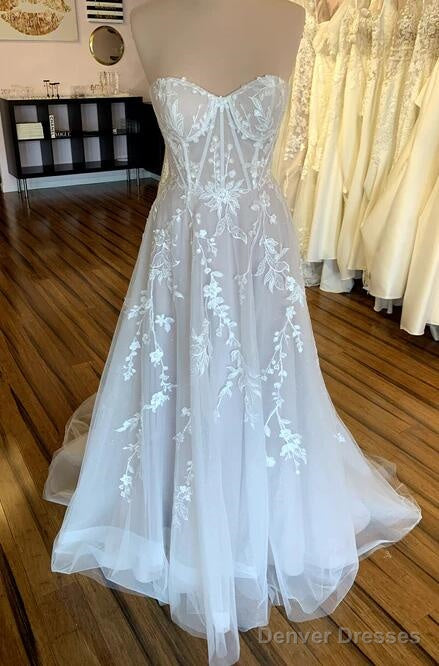 Strapless A Line Wedding Dresses,Custom Made Bridal Dress Main image