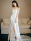 Strapless A Line White Sequin Long Prom Dress Formal Party Dress