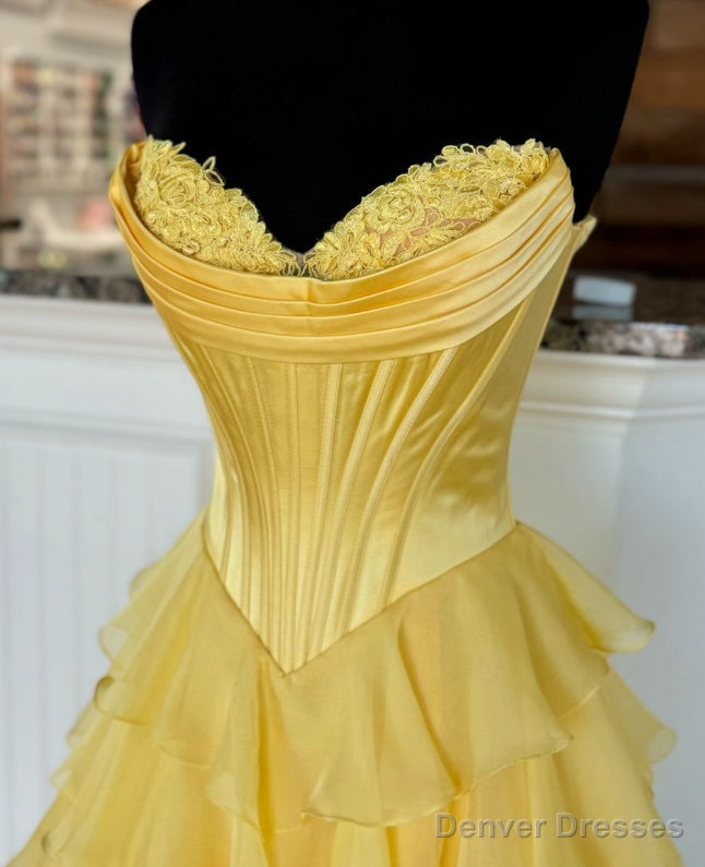 Strapless Ball Gown Long Prom Dress with Ruffle Skirt Secondary image