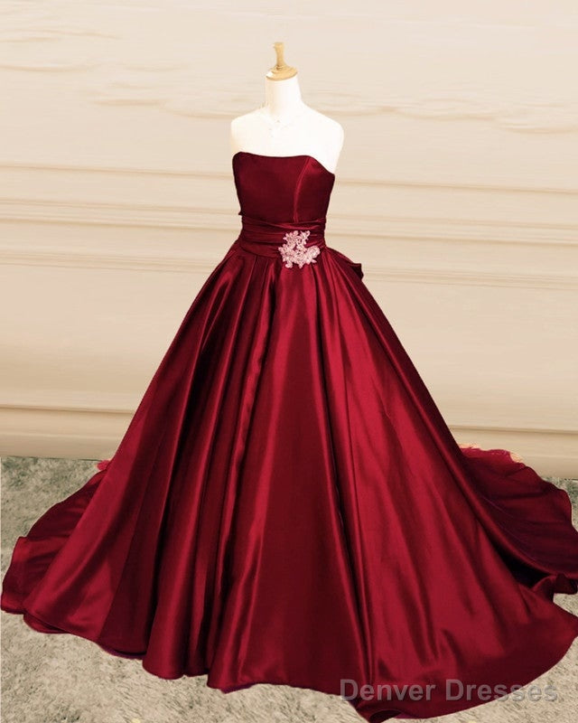 Strapless Ball Gown Satin Dresses Ruffles Main image