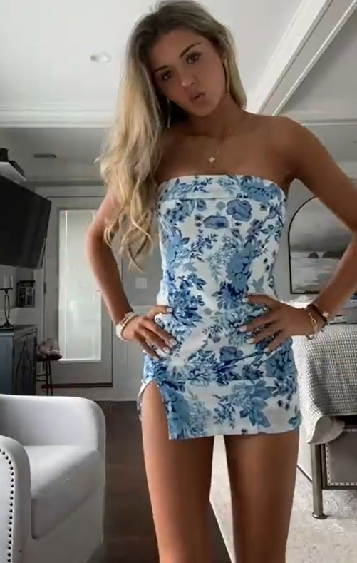 Strapless Blue Print Bodycon Prom Dress Homecoming Dress Main image