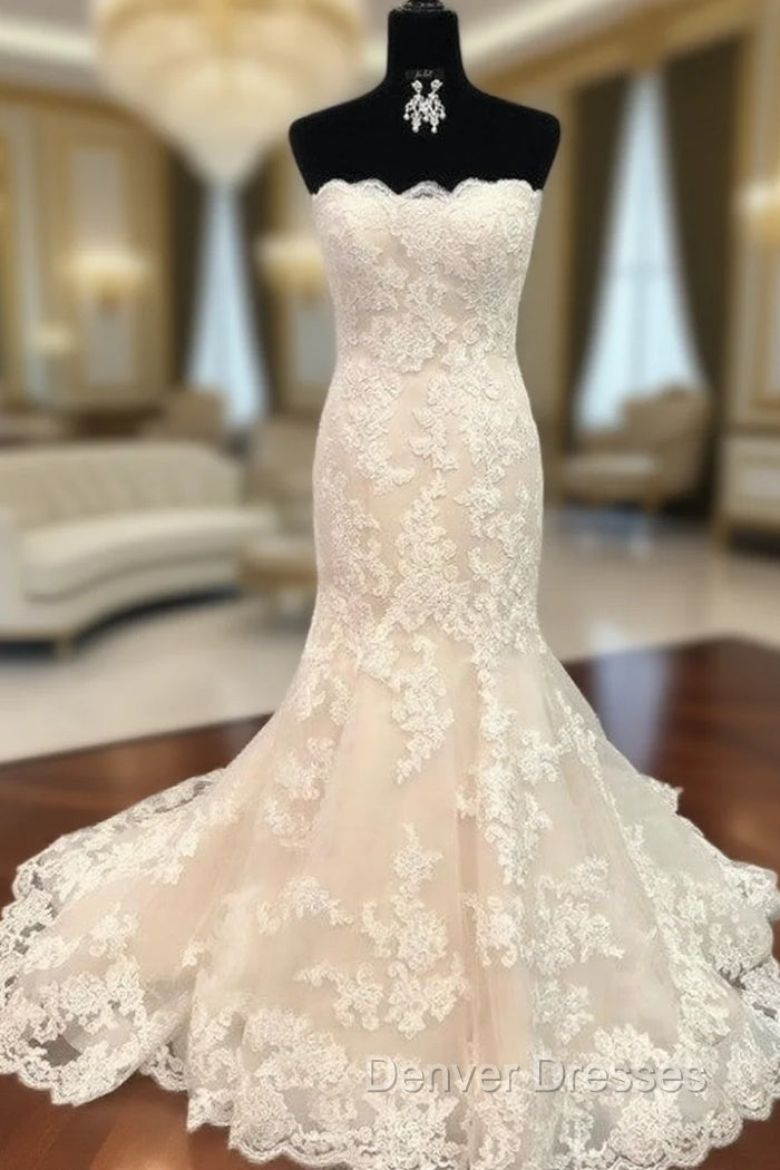 Strapless Bodice Corset Mermaid Lace Wedding Dress For Bride Main image