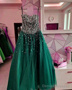 Strapless Bodice Corset Tulle Ball Gowns Prom Dresses Sequin Beaded