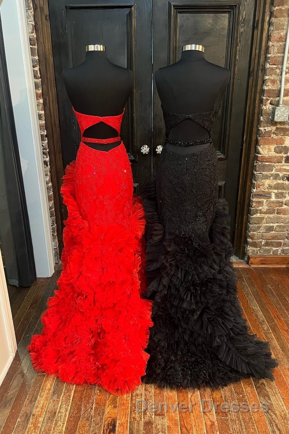 Strapless Cut-Out Back Ruffle Layers Mermaid Prom Dress Secondary image