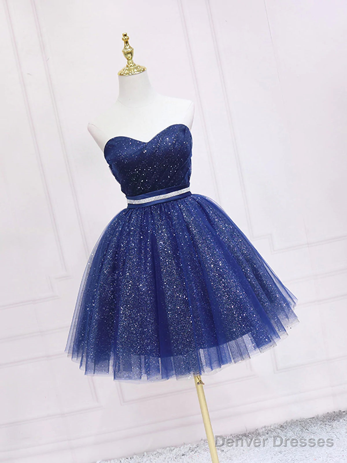 Strapless Dark Blue Short Prom Dresses, Short Dark Blue Graduation Homecoming Dresses Secondary image