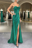 Strapless Dark Green Prom Dress, Dark Green Formal Evening Dress