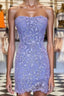 Strapless Lavender Lace Tulip Mini Dress
