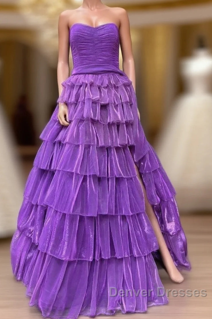 Strapless Long Prom Dress With Ruffle Skirt