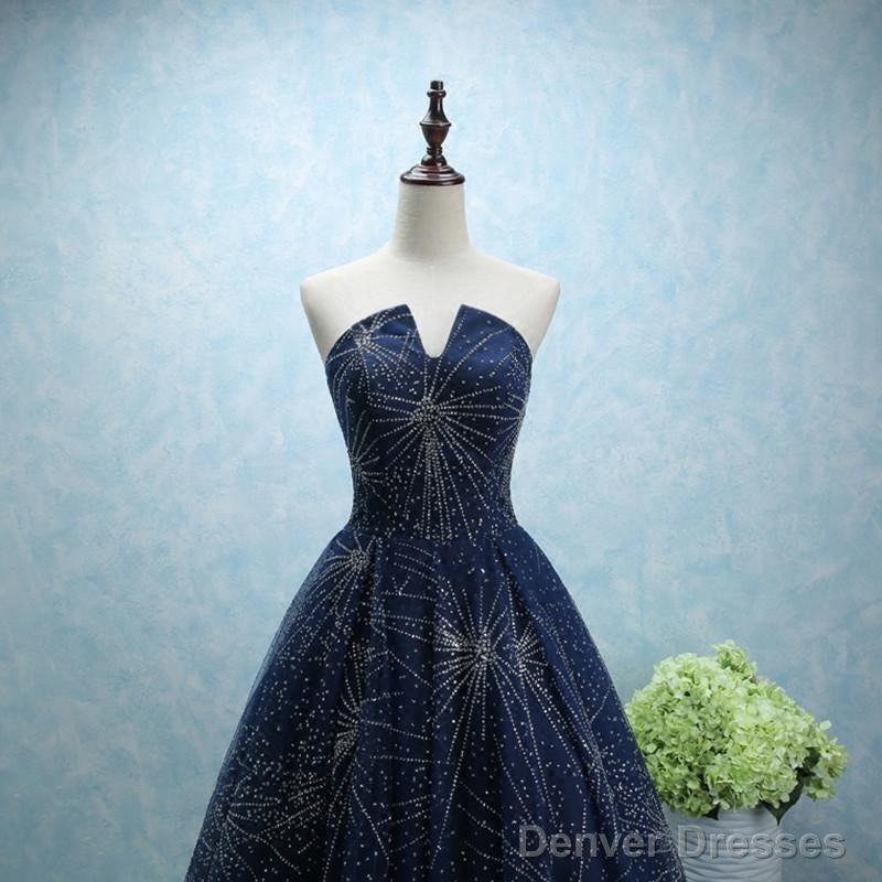 Strapless Long Tulle Ball Gowns Evening Dresses With Sequins