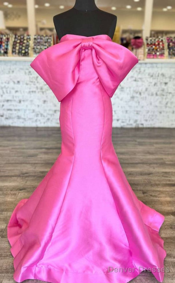 Strapless Mermaid Long Prom Dresses with Bow Main image
