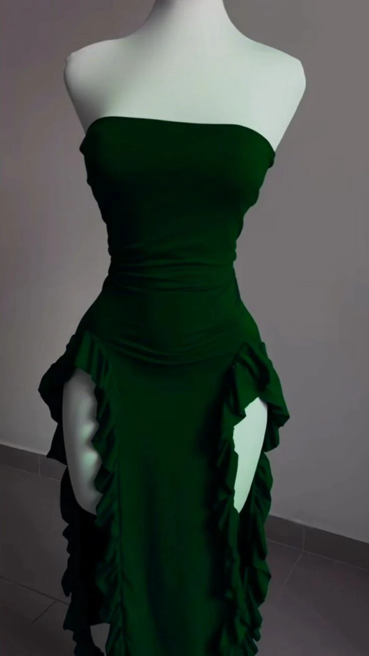 Strapless Midi Length Ruffle Prom Dress Sexy Evening Dress Secondary image