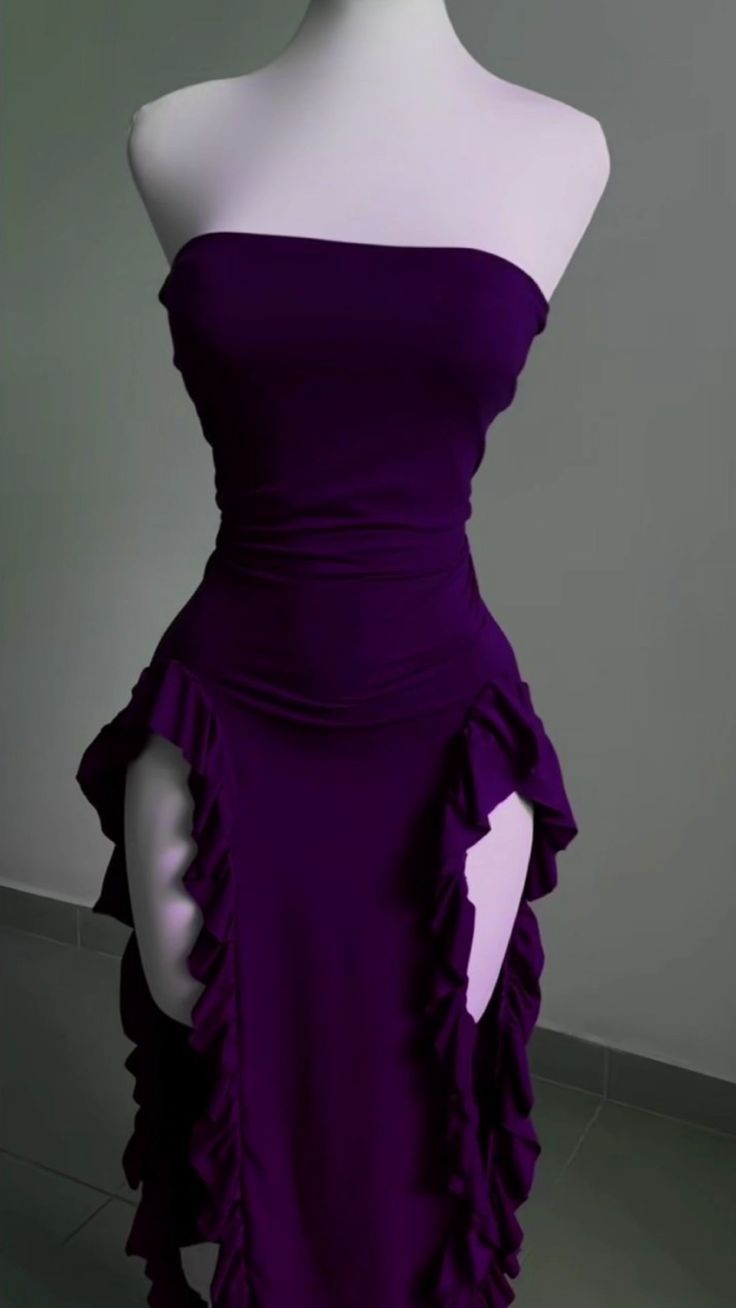 Strapless Midi Length Ruffle Prom Dress Sexy Evening Dress Main image