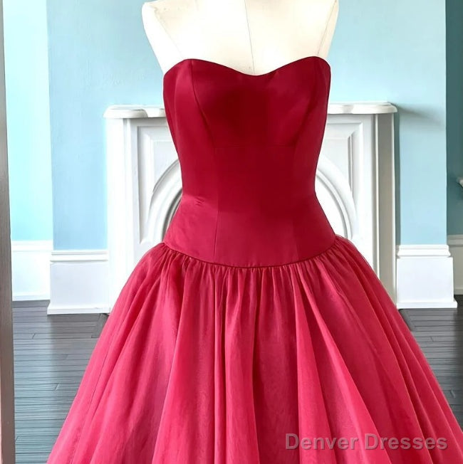 Strapless Open Back Red Long Prom Dress Secondary image