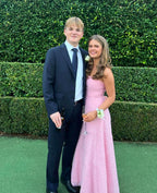 Strapless Pink Long Prom Dress Evening Formal Party Gown