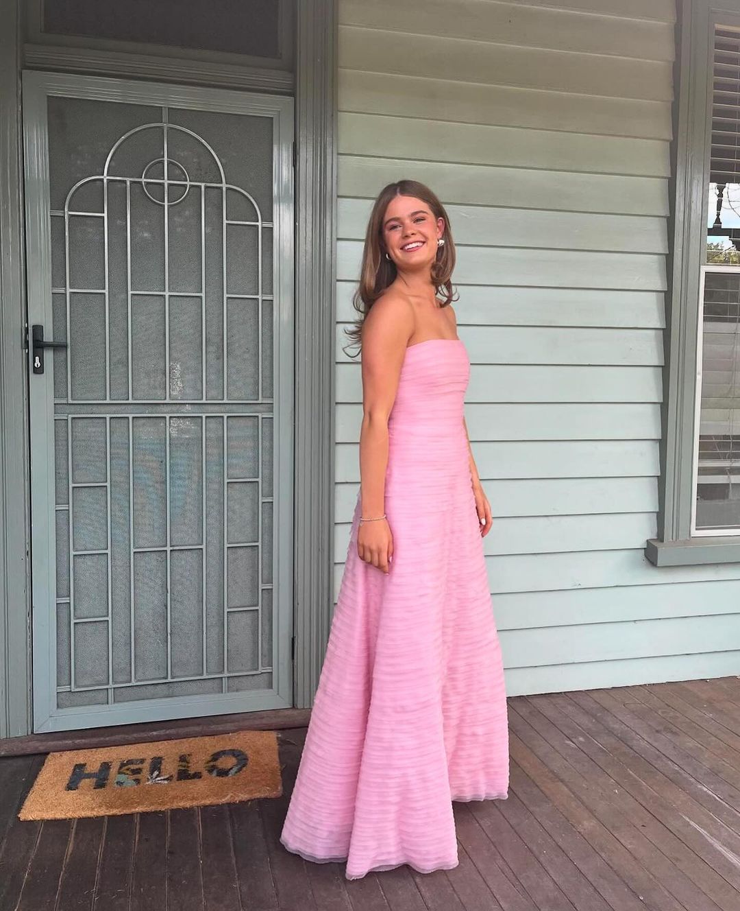 Strapless Pink Long Prom Dress Evening Formal Party Gown