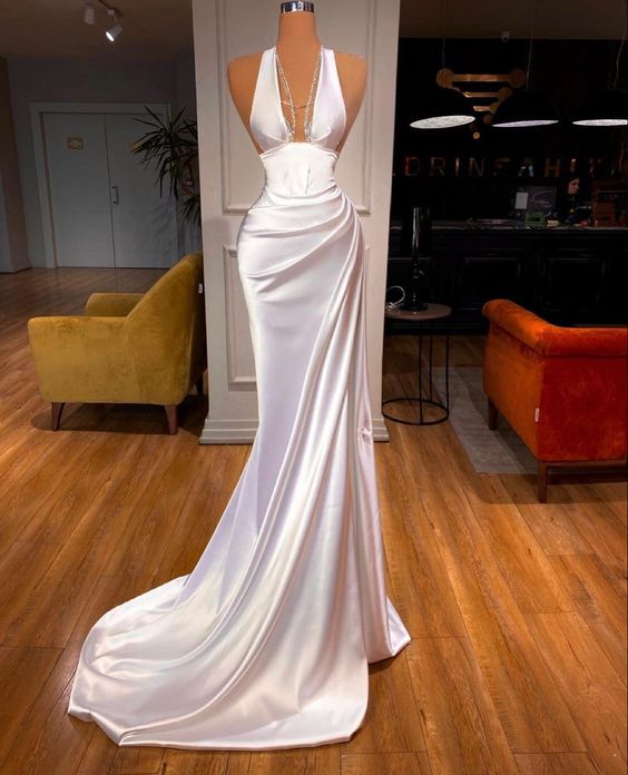 White Prom Dress, Sexy Prom Dress, Long Evening Dress Main image