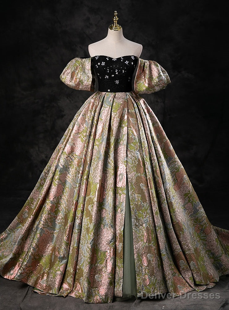 Strapless Puff Sleeve Crystal Quinceanera Dress Main image