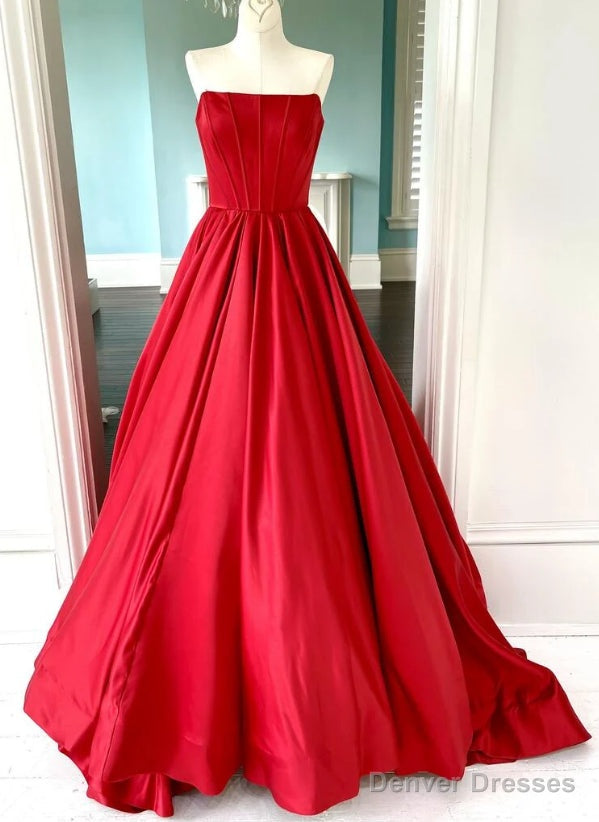 Strapless Red Long Prom Dress Main image