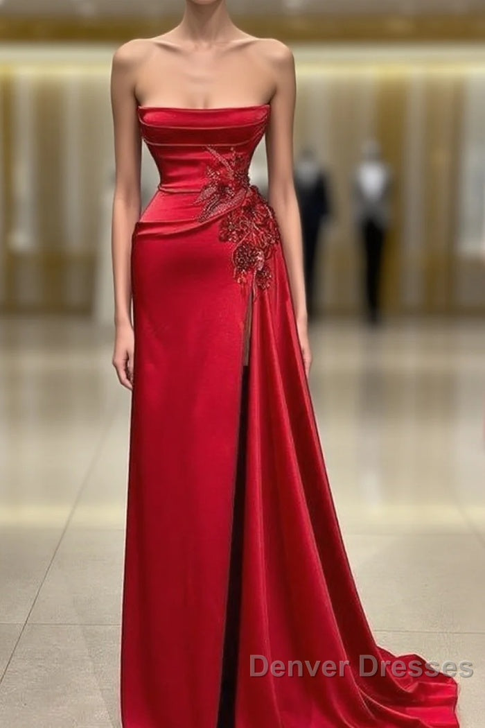 Strapless Sexy Red Mermaid Prom Dress