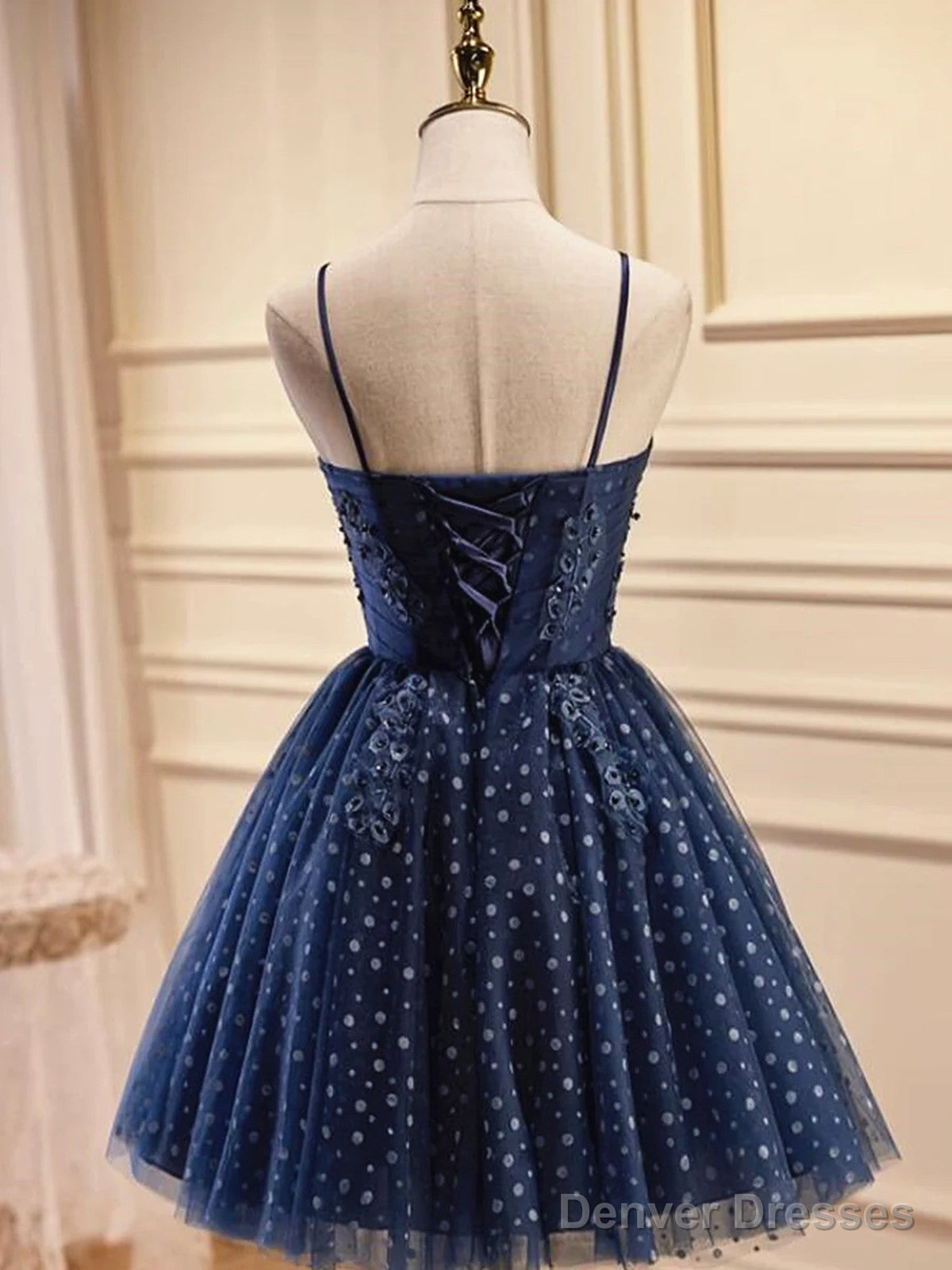 Strapless Short Navy Blue Prom Dresses, Short Dark Blue Formal Homecoming Dresses