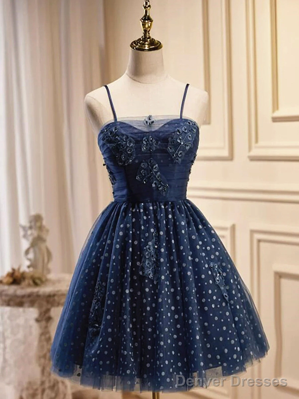 Strapless Short Navy Blue Prom Dresses, Short Dark Blue Formal Homecoming Dresses Main image