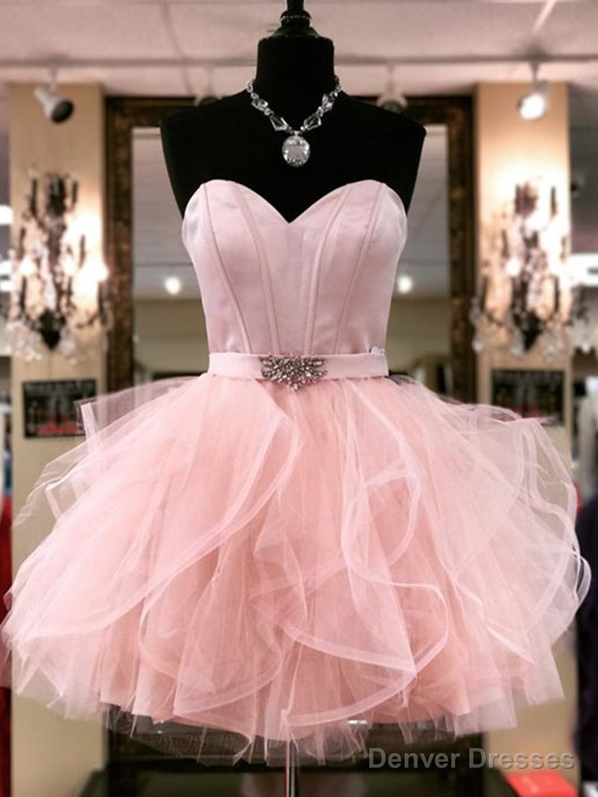 Strapless Short Pink Prom Dresses, Strapless Short Pink Formal Homecoming Dresses Main image