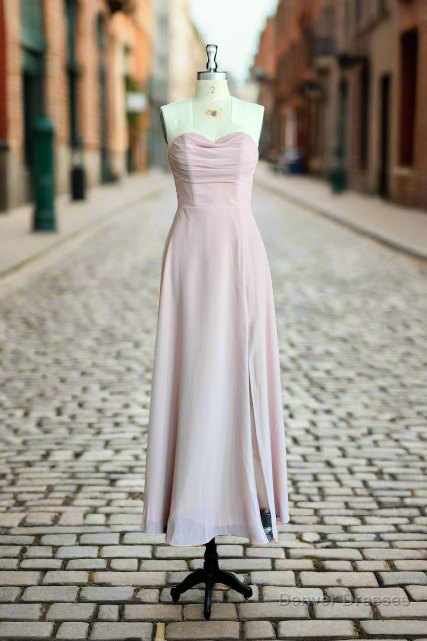 Strapless Sweetheart Bridesmaid Dress Neck A-line Chiffon Maxi Dresses Secondary image