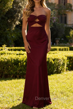 Strapless Sweetheart Twist Keyhole Long Prom Dress