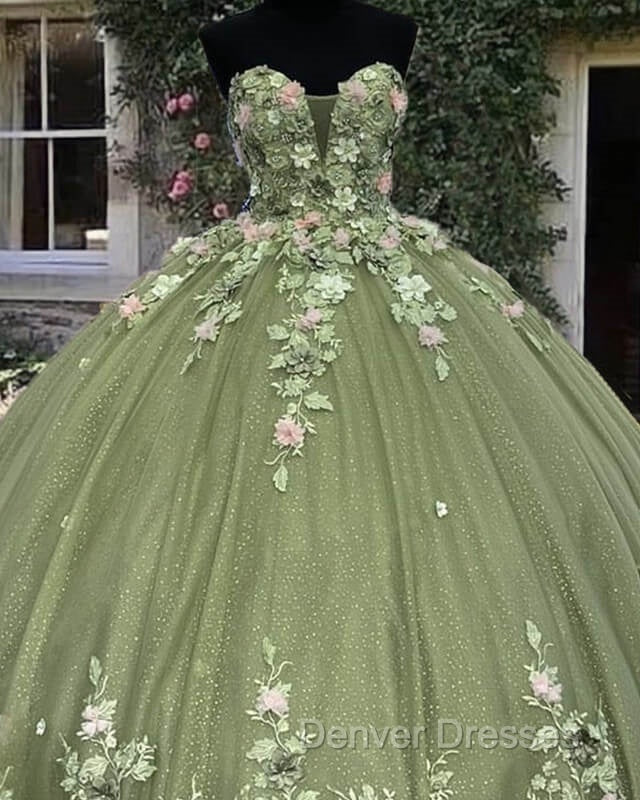 Strapless Tulle Ball Gown Dress With Pink Floral Flowers Secondary image