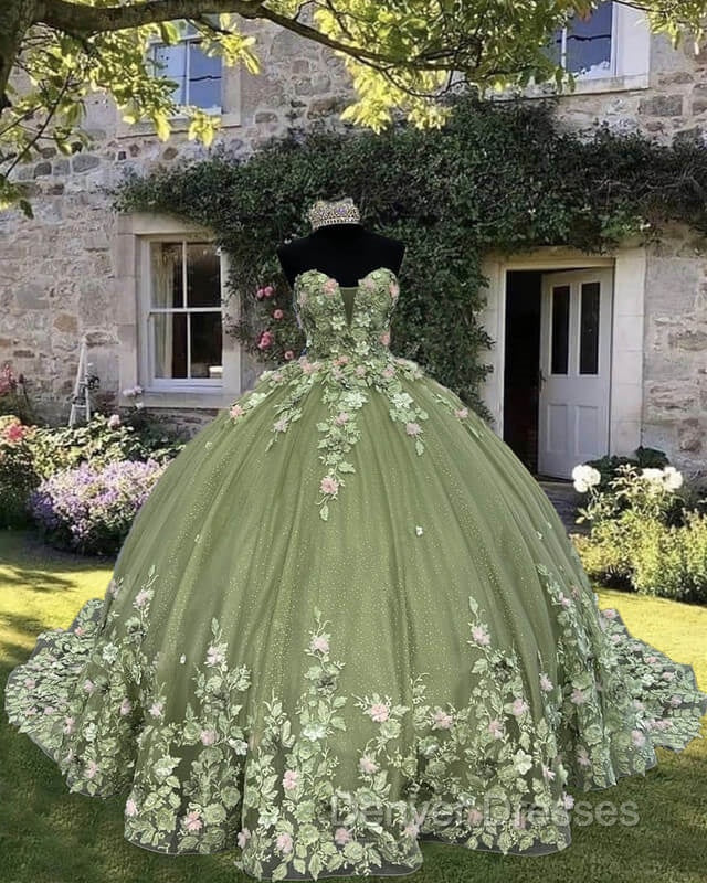 Strapless Tulle Ball Gown Dress With Pink Floral Flowers