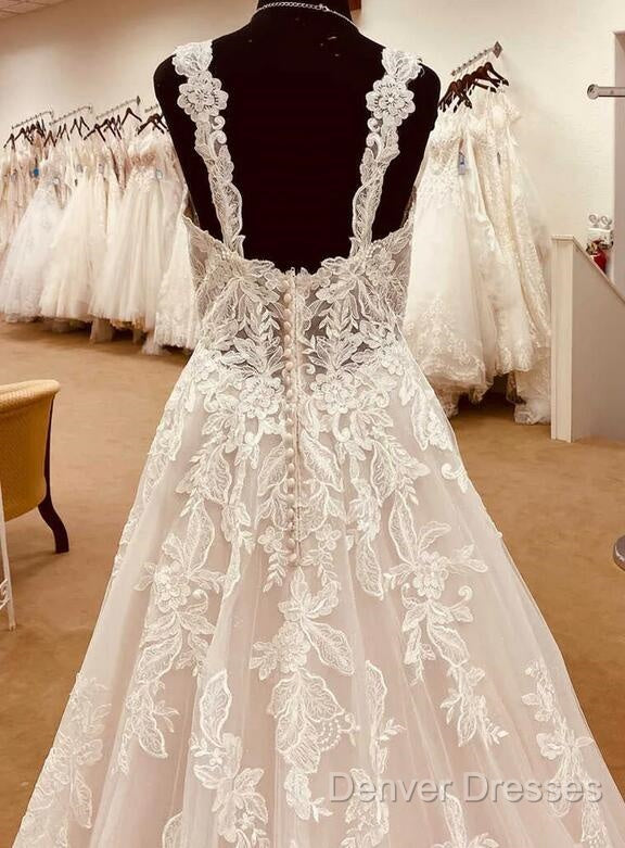 Straps A-Line Lace Wedding Dress