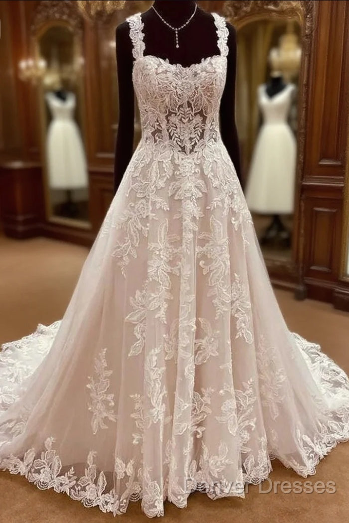 Straps A-Line Lace Wedding Dress Main image