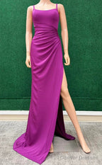Straps Mermaid Long Prom Dress With Skirt Slit
