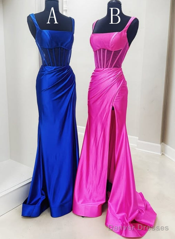 Straps Mermaid Long Prom Dress with Slit Main image
