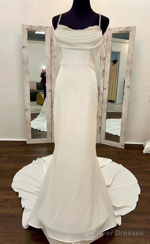 Straps Open Back Mermaid Wedding Dress With Pearls Secondary image