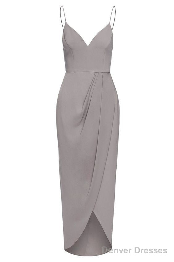 Straps V Neck Gray Prom Dress Main image