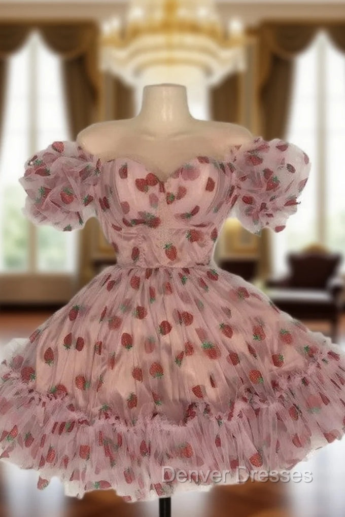 Strawberry Puffy Sleeve Corset Dress Main image