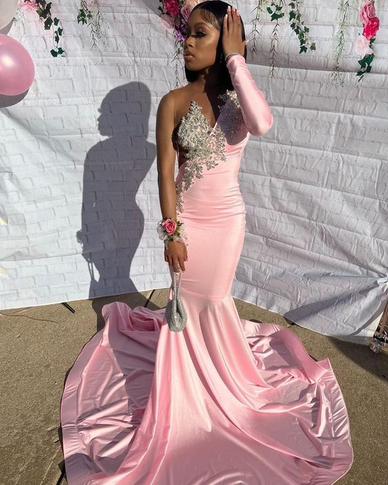 Stunning And Elegant Princess Party Wear Gown Pink Prom Dress