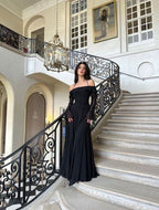 Stunning Black Off-The-Shoulder Mermaid Prom Dress Birthday Outfits