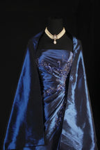 Stunning Blue Strapless Beaded Long Prom Dress Evening Formal Dress