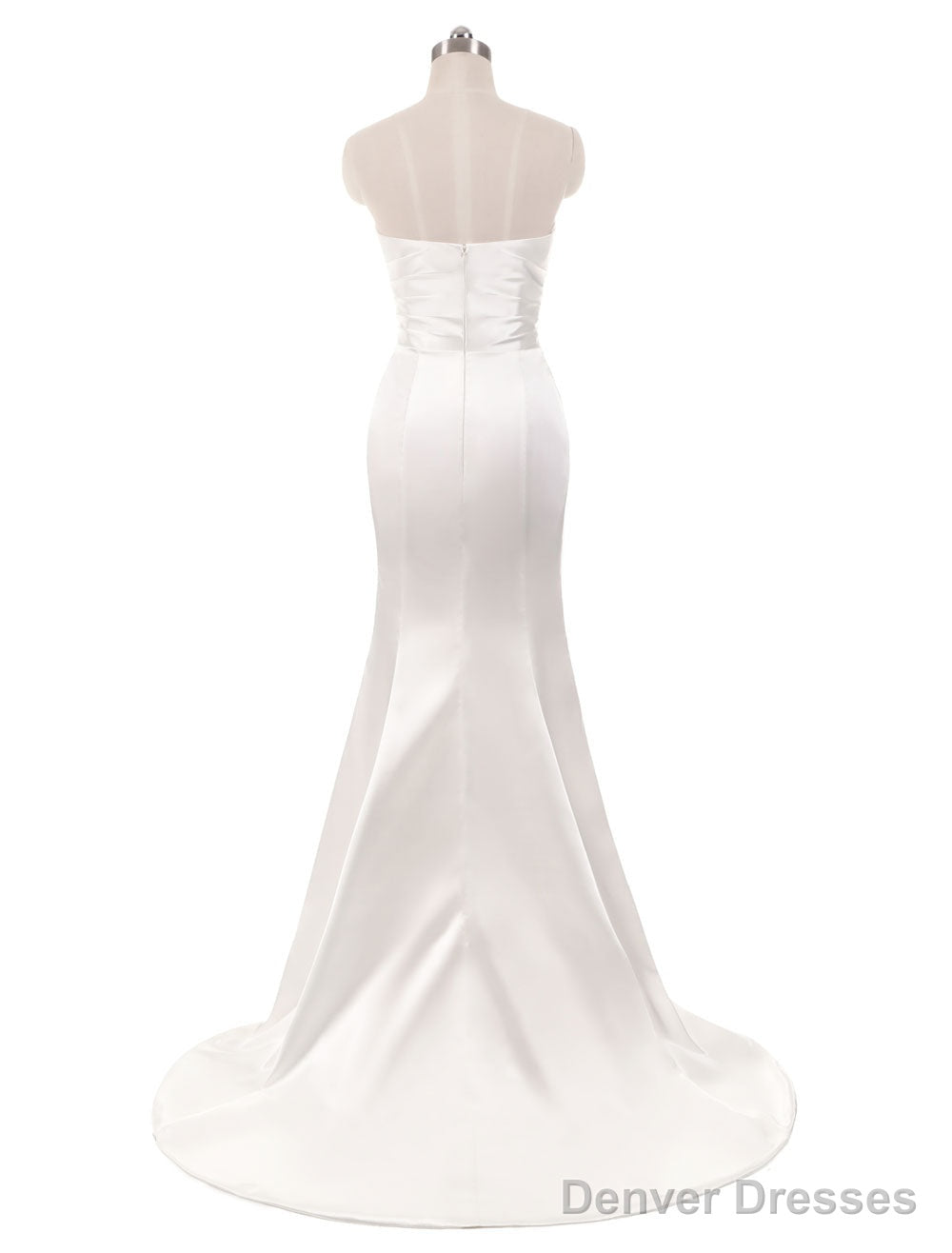 Stunning Ivory Wedding Dresses Strapless Mermaid Evening Dresses V Neck Sleeveless Split Beach Bridal Gown With Court Train