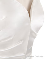 Stunning Ivory Wedding Dresses Strapless Mermaid Evening Dresses V Neck Sleeveless Split Beach Bridal Gown With Court Train