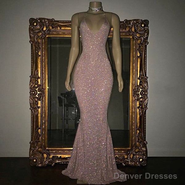 Stunning Long Halter Spaghetti Straps Sequined Mermaid Prom Dress Secondary image