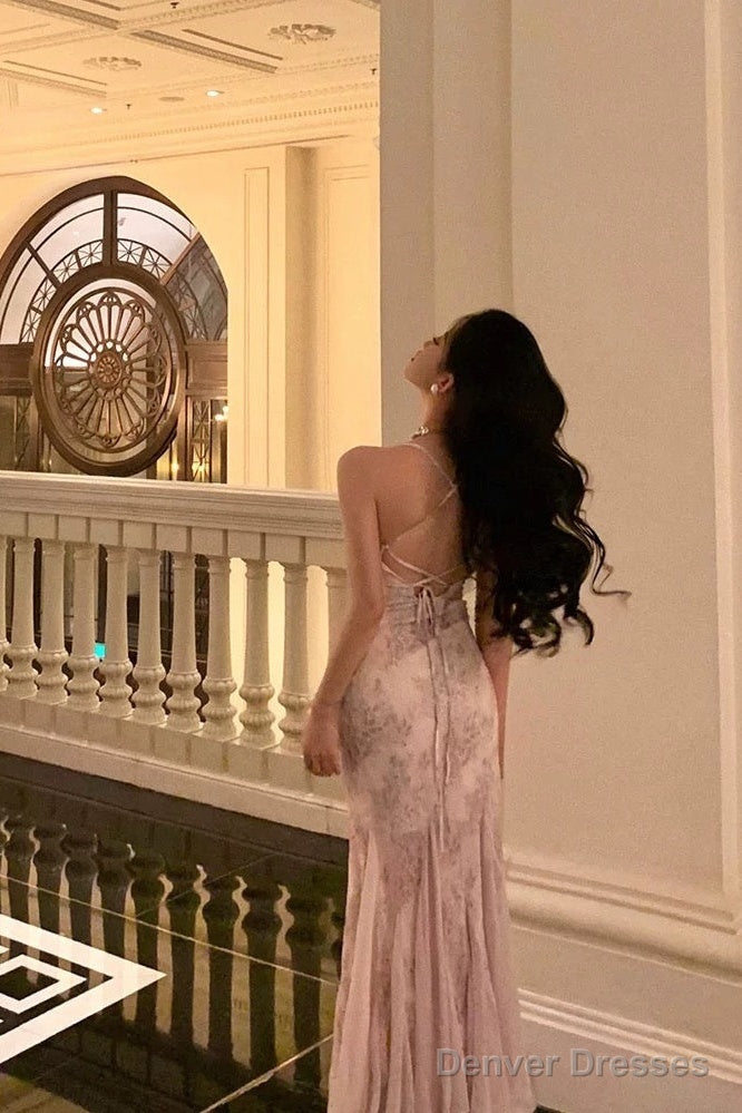 Stunning Mermaid Spaghetti Straps Lace Date Night Dress Prom Dresses Birthday Outfit Secondary image