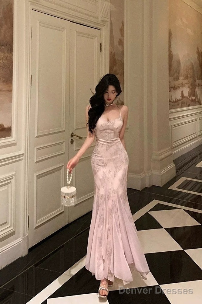 Stunning Mermaid Spaghetti Straps Lace Date Night Dress Prom Dresses Birthday Outfit