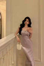 Stunning Mermaid Spaghetti Straps Lilac Date Night Dress Prom Dresses Birthday Outfit