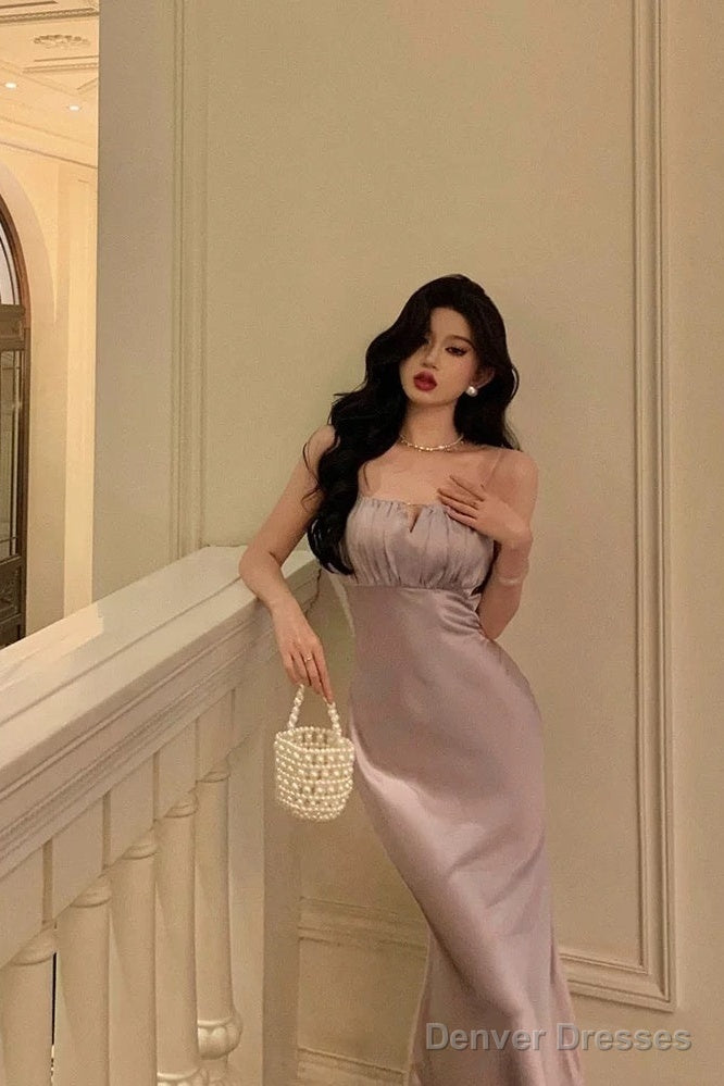 Stunning Mermaid Spaghetti Straps Lilac Date Night Dress Prom Dresses Birthday Outfit