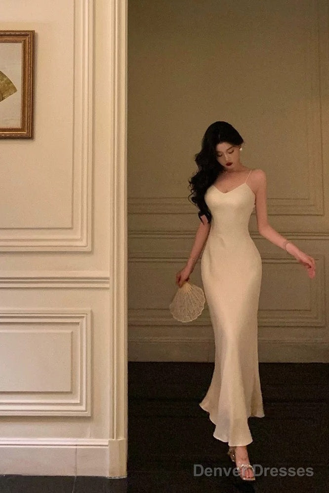 Stunning Mermaid Spaghetti Straps White Date Night Dress Prom Dresses Birthday Outfit