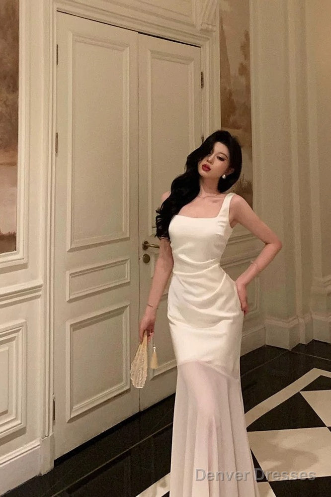 Stunning Mermaid Straps Sleeveless Ivory Date Night Dress Prom Dresses Birthday Party Outfit